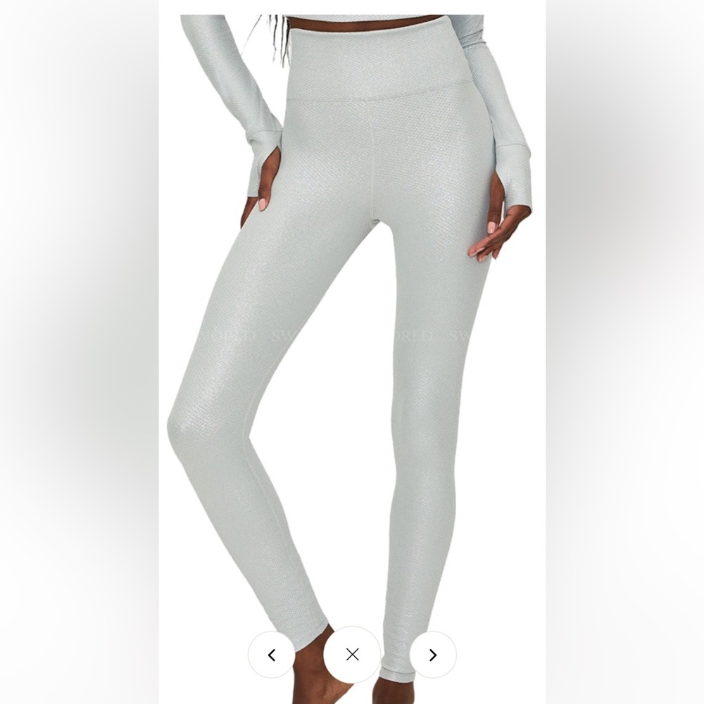 BEACH RIOT Silver Soft Waffle-textured Leggings